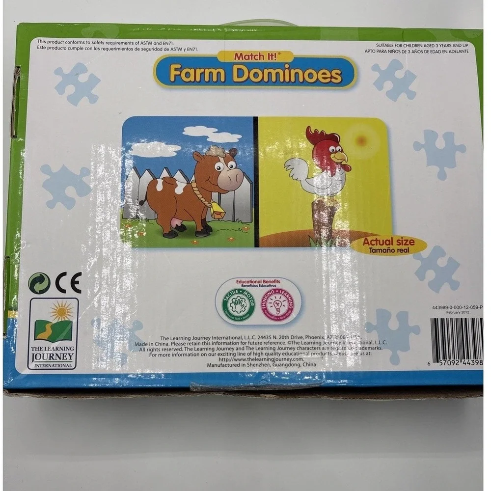 Farm Dominoes‎ Match It 32 Domino Game Pieces with Fun Farm Theme for Kids